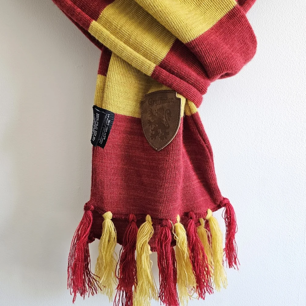 Harry Potter Gryffindor Striped Red Yellow Knit Neck Scarf  84” Fringe